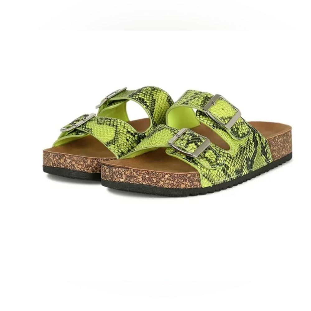 Weeboo Neon Green snake comfort sandal